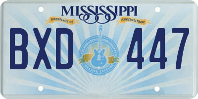 MS license plate BXD447