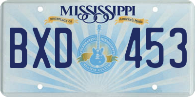 MS license plate BXD453