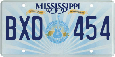 MS license plate BXD454