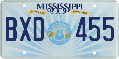 MS license plate BXD455