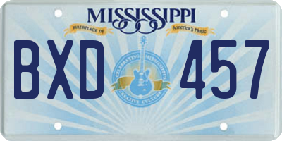 MS license plate BXD457