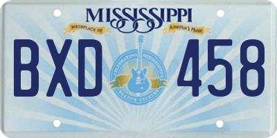 MS license plate BXD458