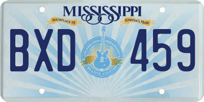 MS license plate BXD459