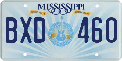 MS license plate BXD460
