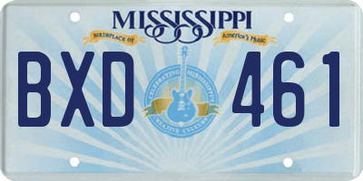 MS license plate BXD461