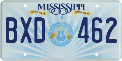 MS license plate BXD462