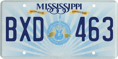 MS license plate BXD463