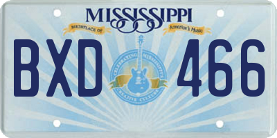 MS license plate BXD466