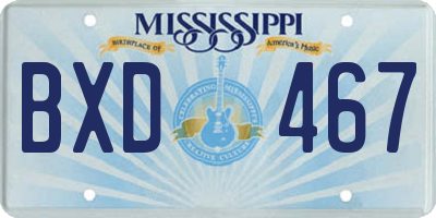 MS license plate BXD467
