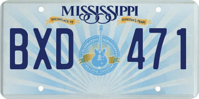 MS license plate BXD471