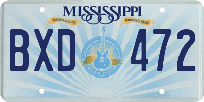 MS license plate BXD472