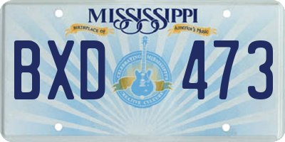 MS license plate BXD473
