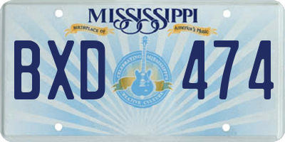 MS license plate BXD474