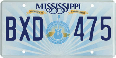 MS license plate BXD475