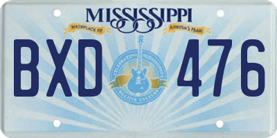 MS license plate BXD476