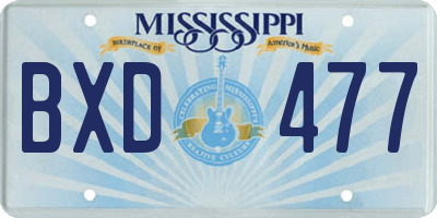 MS license plate BXD477