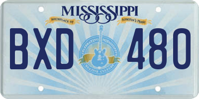 MS license plate BXD480
