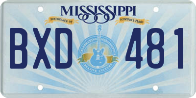 MS license plate BXD481