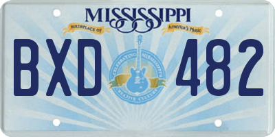 MS license plate BXD482
