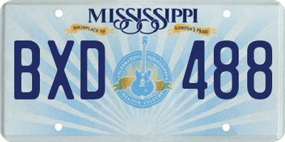 MS license plate BXD488