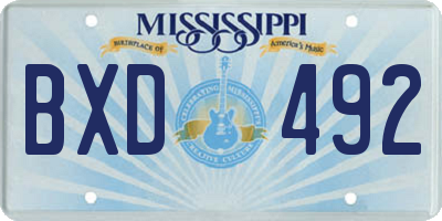 MS license plate BXD492