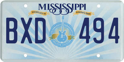 MS license plate BXD494