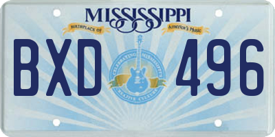 MS license plate BXD496