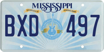 MS license plate BXD497