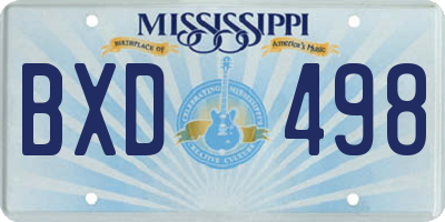 MS license plate BXD498