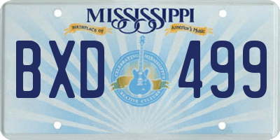 MS license plate BXD499