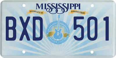 MS license plate BXD501