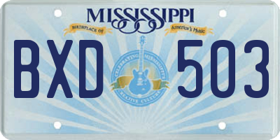 MS license plate BXD503