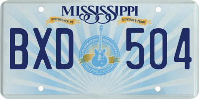 MS license plate BXD504