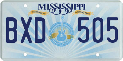 MS license plate BXD505