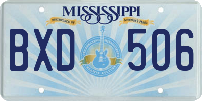 MS license plate BXD506
