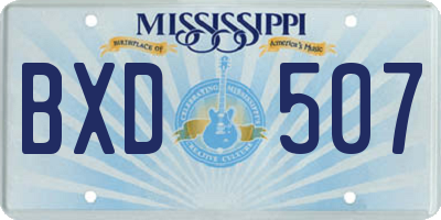 MS license plate BXD507