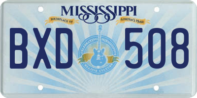 MS license plate BXD508