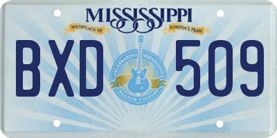 MS license plate BXD509