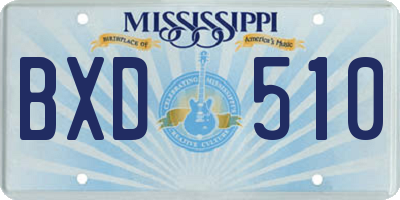 MS license plate BXD510