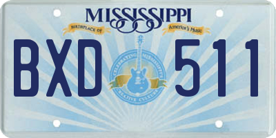 MS license plate BXD511