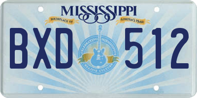 MS license plate BXD512