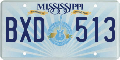 MS license plate BXD513