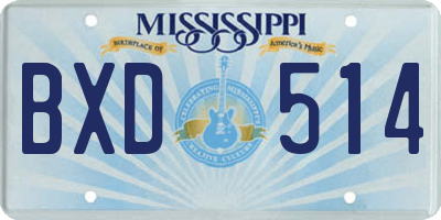 MS license plate BXD514