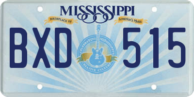 MS license plate BXD515