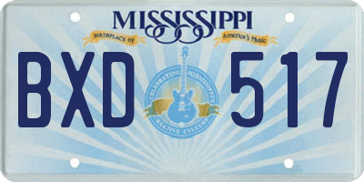 MS license plate BXD517