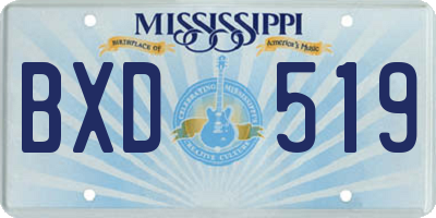 MS license plate BXD519