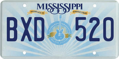 MS license plate BXD520