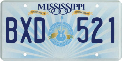 MS license plate BXD521