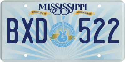 MS license plate BXD522