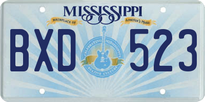 MS license plate BXD523